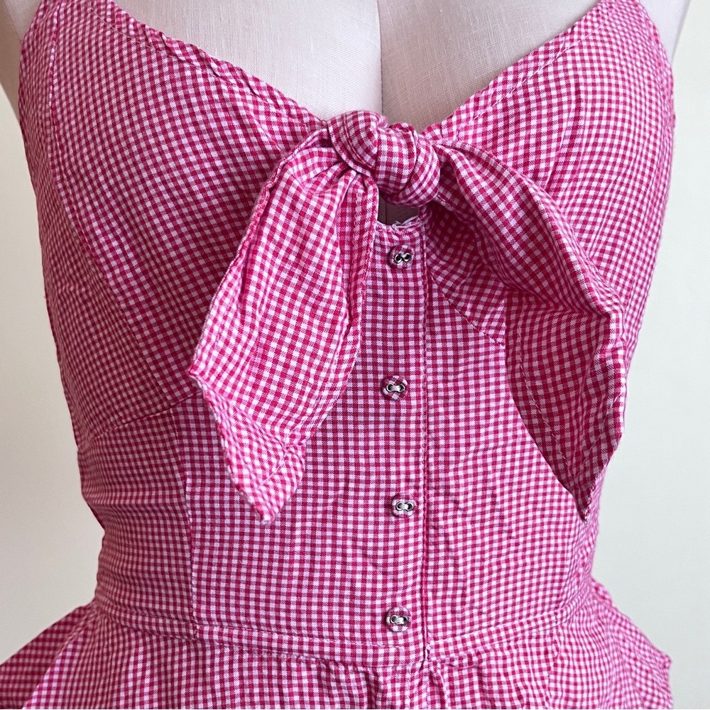NWOT Japna Peplum Red and White Gingham Top Size Small